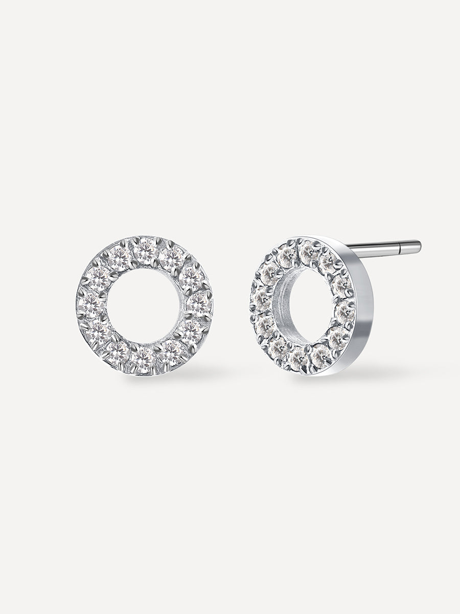 Dazzling Round Stud Ohrringe Silber