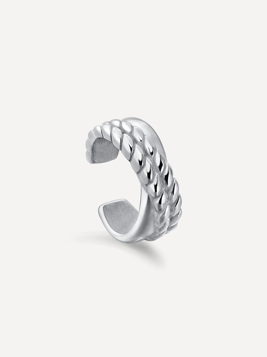 Retro Braided Earcuff Silber