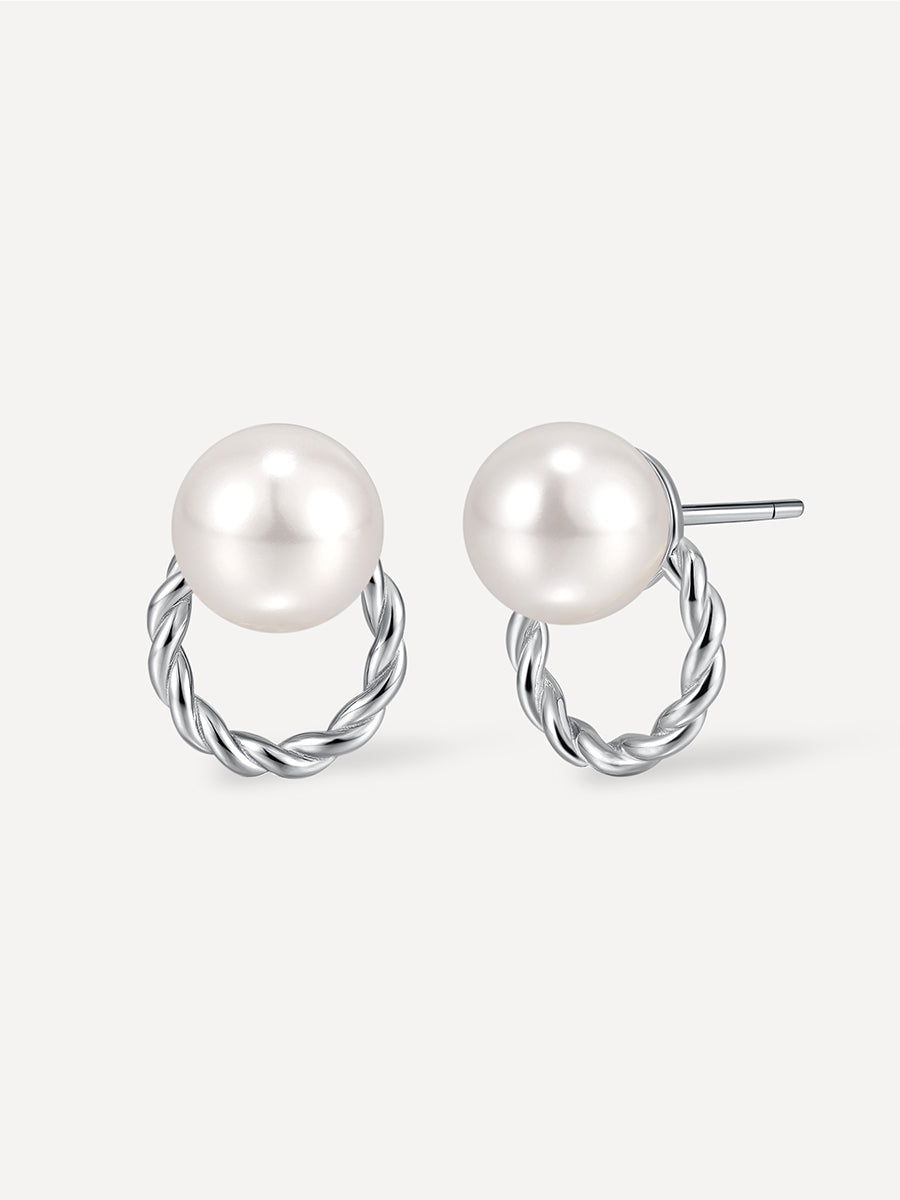 Vintage Wreath Pearl Ohrringe Silber