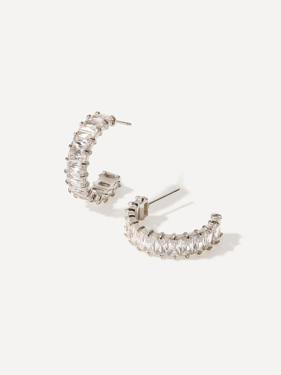 Cubic Crescent Ohrringe Silber