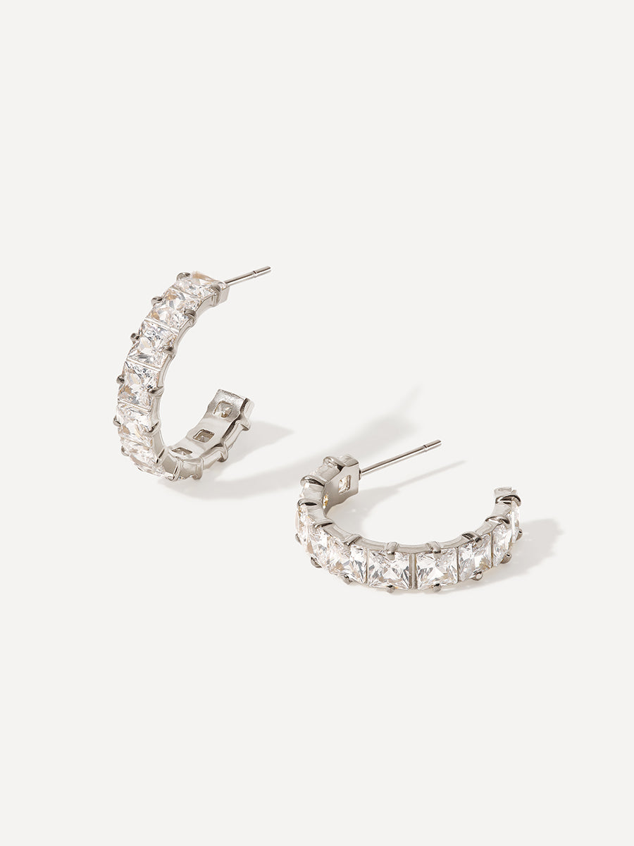 Square Shiny Ohrringe Silber