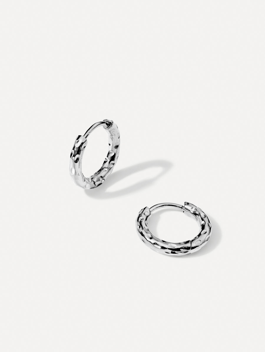 15mm Textured Hoops Mini Ohrringe Silber