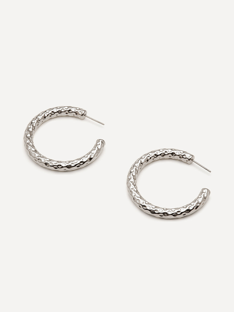 Textured Stud Large Ohrringe Silber