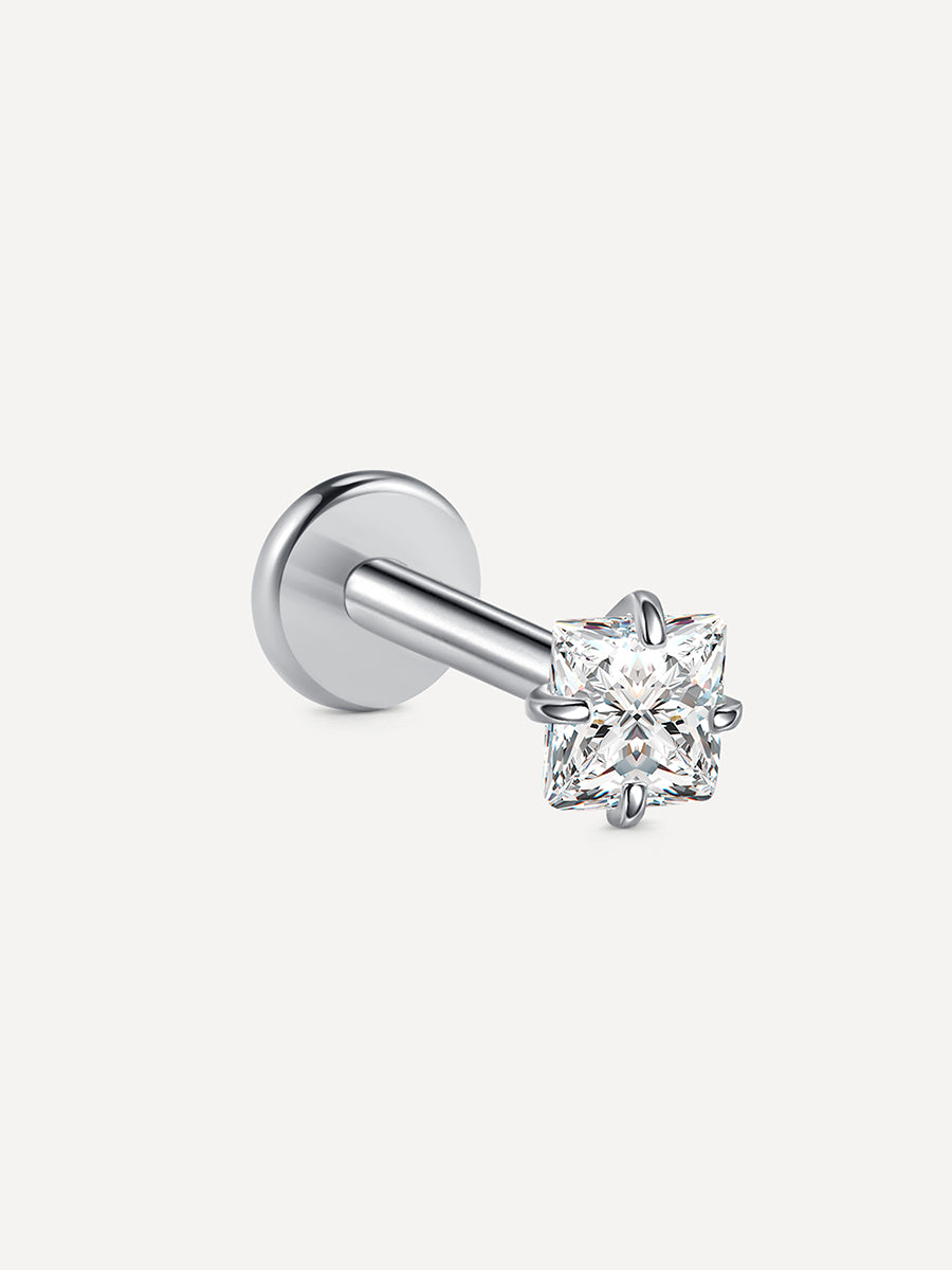 Square Spark Titan Piercing Silber - 10