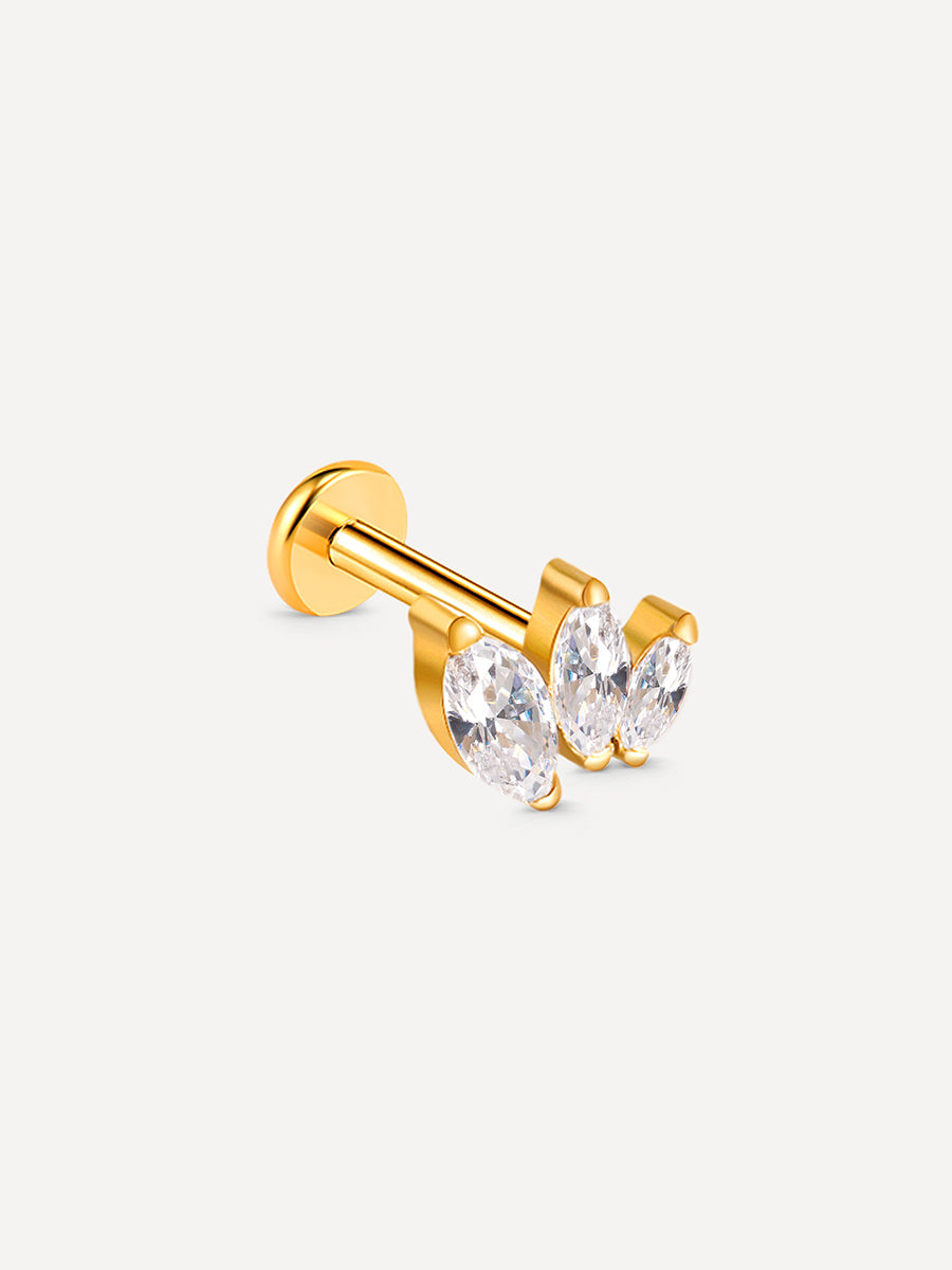 Triple Marquise Leaf Titan Piercing Gold - 8
