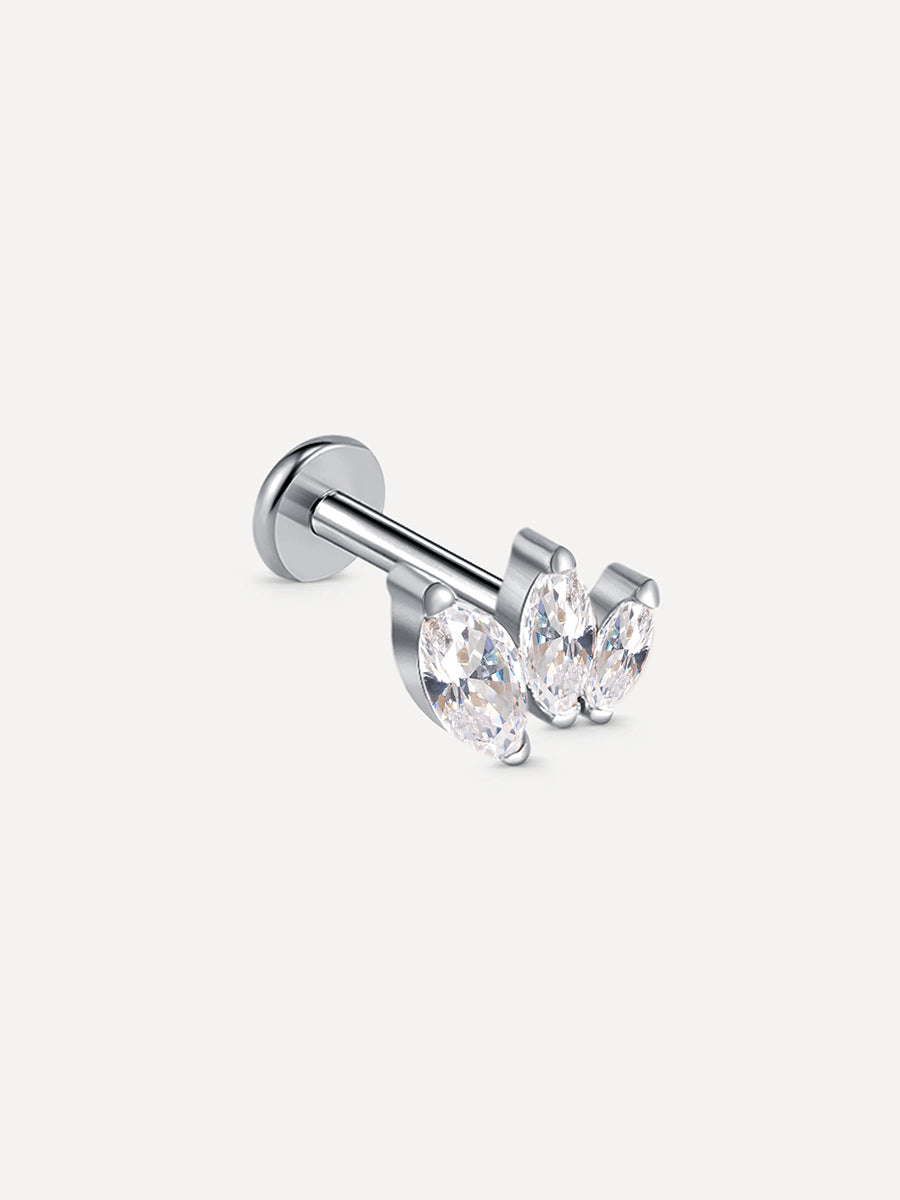 Triple Marquise Leaf Titan Piercing Silber - 10