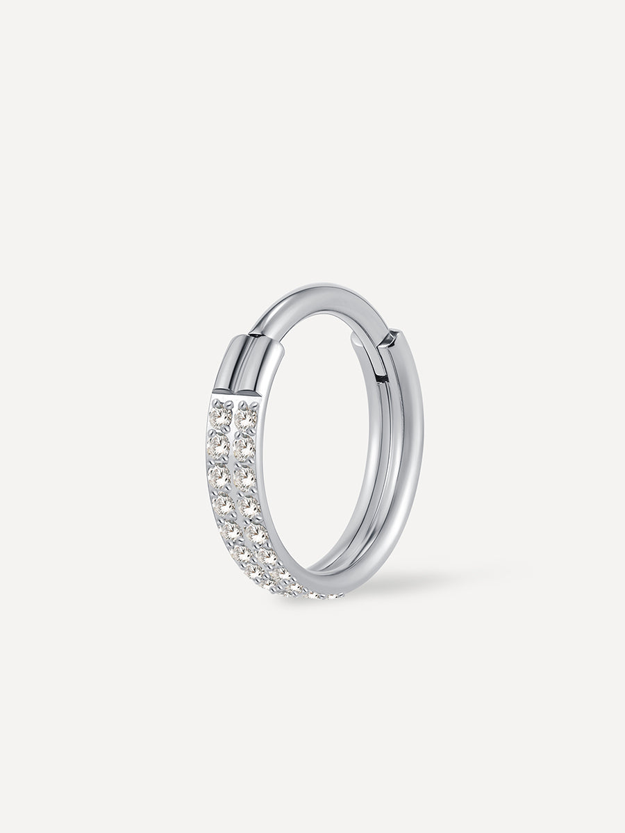 Eternity Glowing Double Hoop Titan Piercing Silber - 8