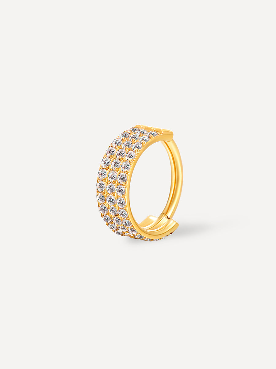 Eternity Glowing Triple Hoop Titan Piercing Gold - 8