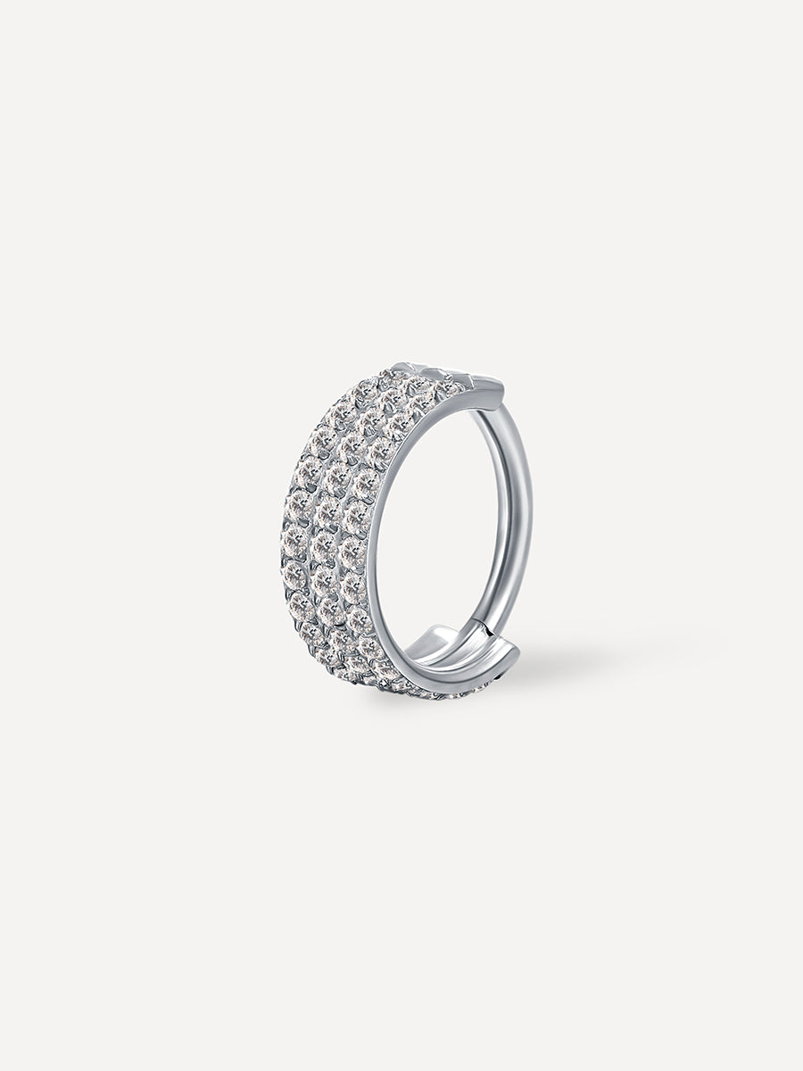 Eternity Glowing Triple Hoop Titan Piercing Silber - 10
