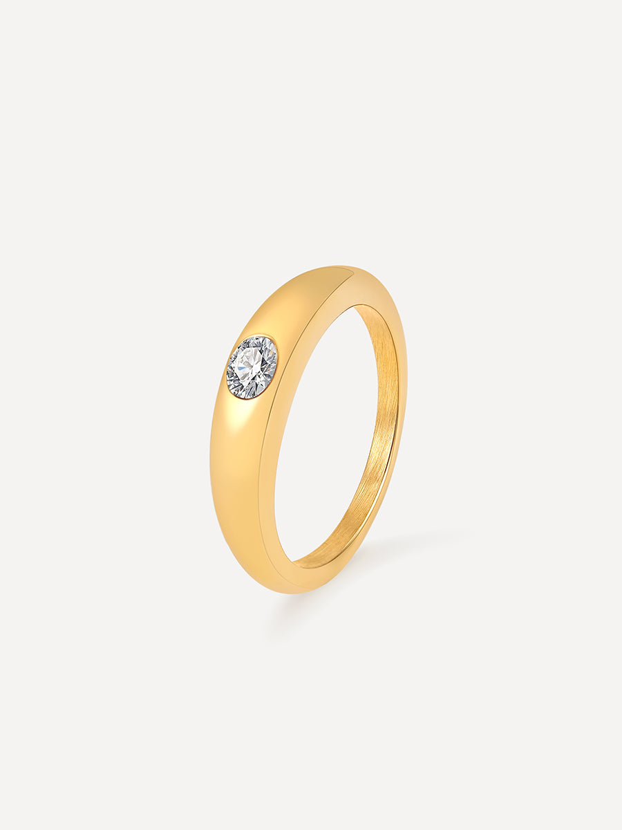 White Dome Ring Gold - 54