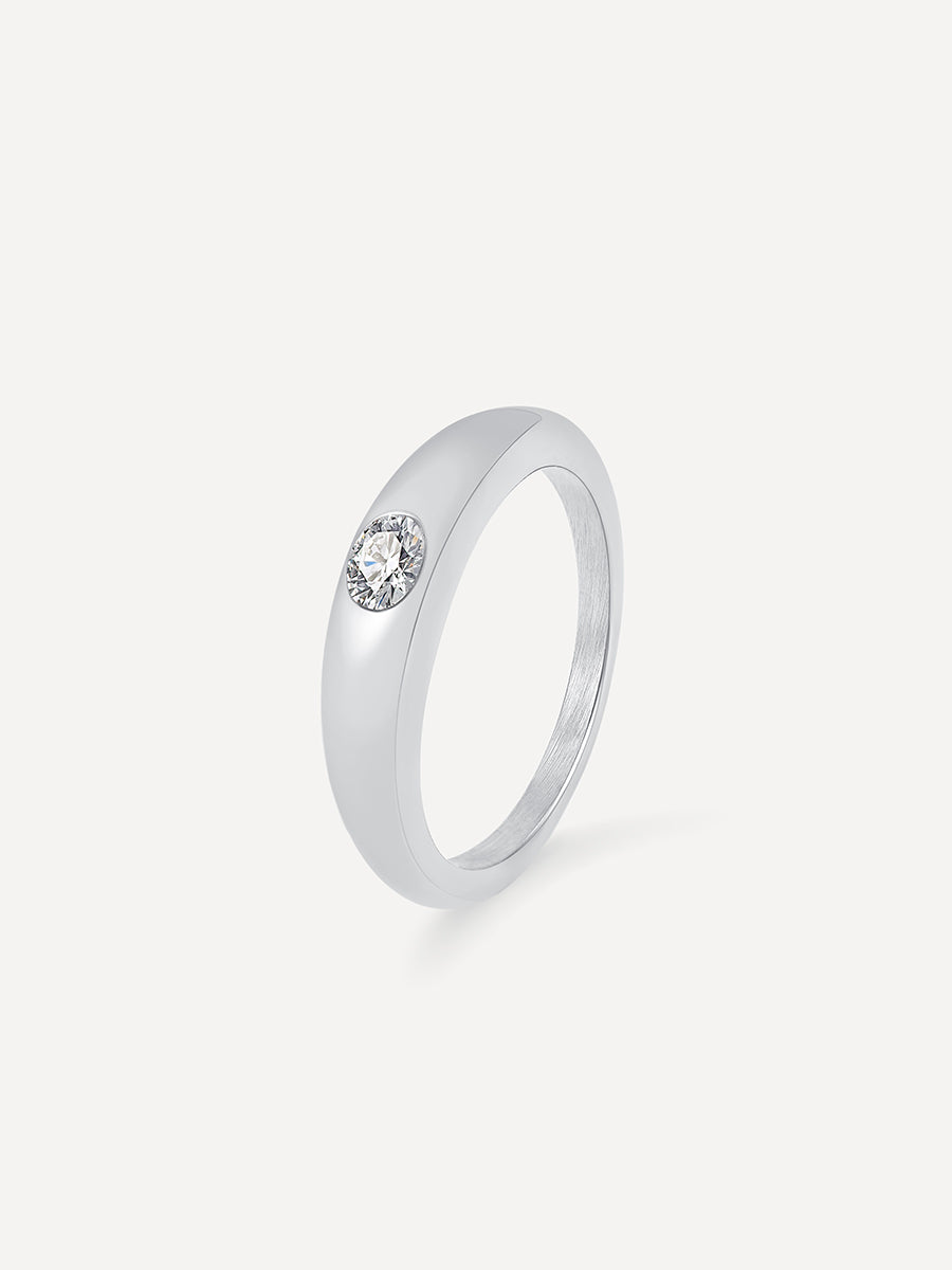 White Dome Ring Silber - 54