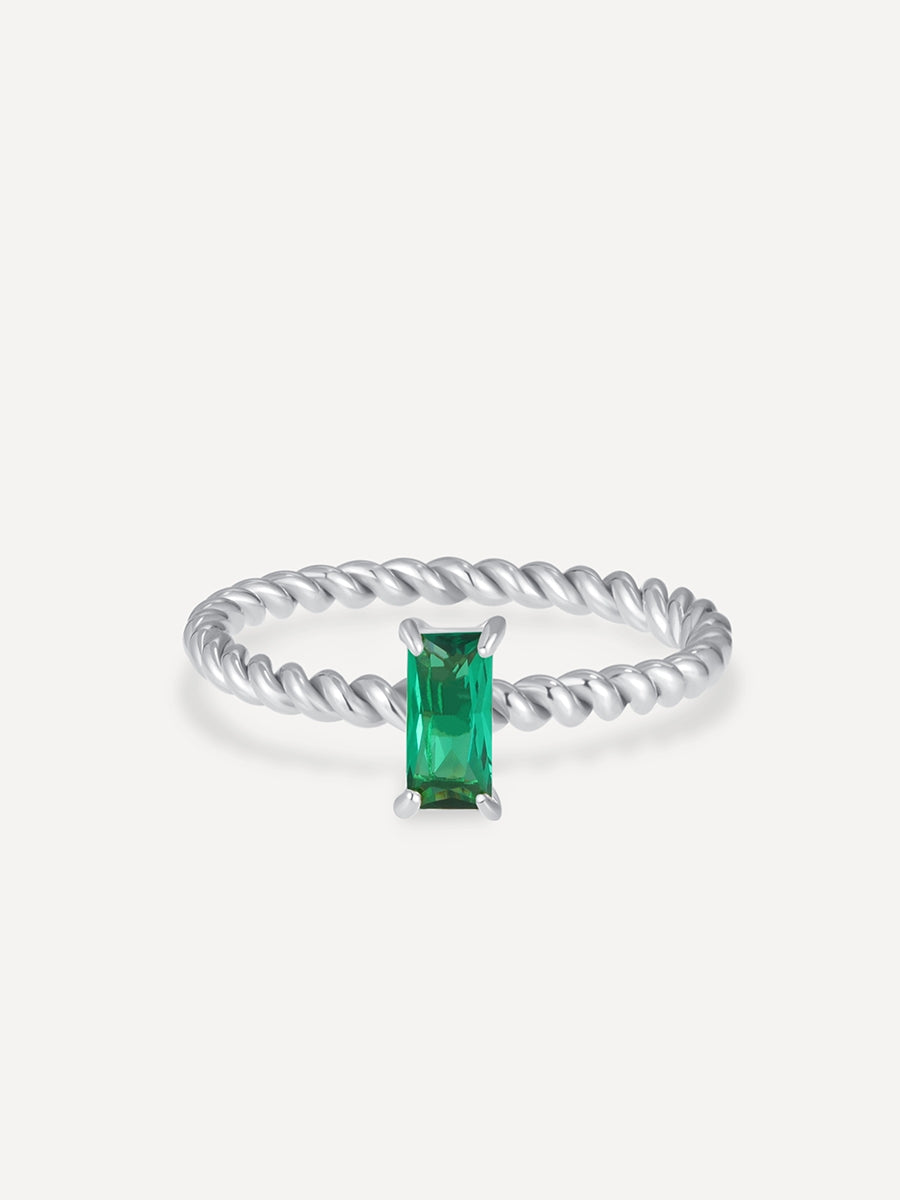Green Precious Twist Ring Silber - 54
