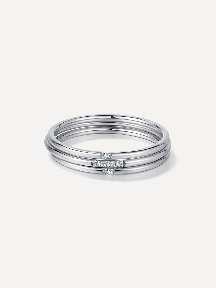 Triple Shine Ring Silber - 56