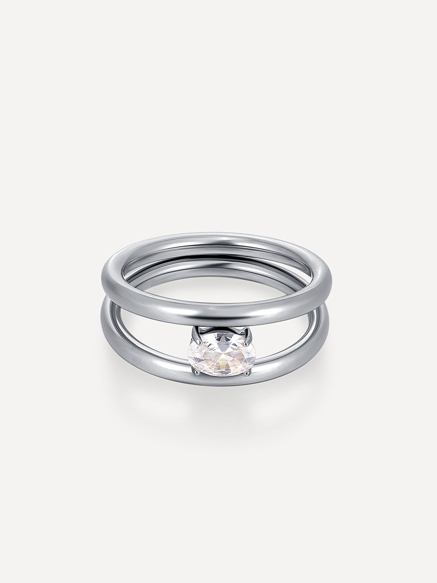 Sea and Sky Double Circular Ring Silber - 54