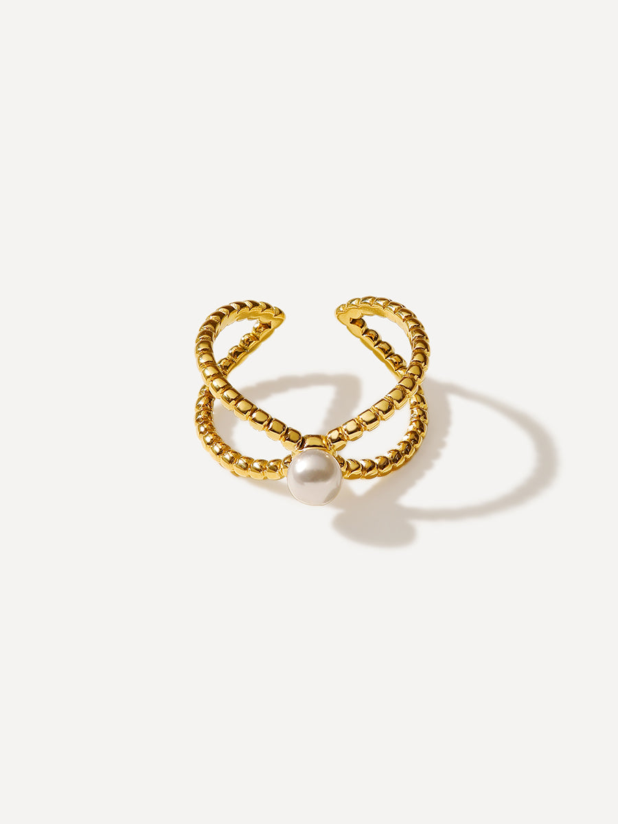 Elegant Pearl Ring Gold - 54