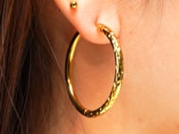 Half Texture Hoop Ohrringe Gold