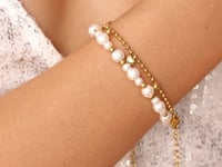 Beaded Pearl ARMBAND Gold