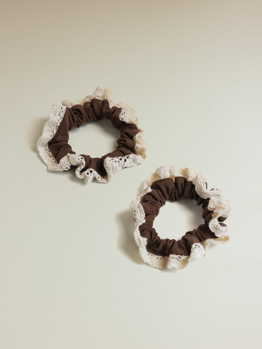 Lace Kiss Set Scrunchie Brown