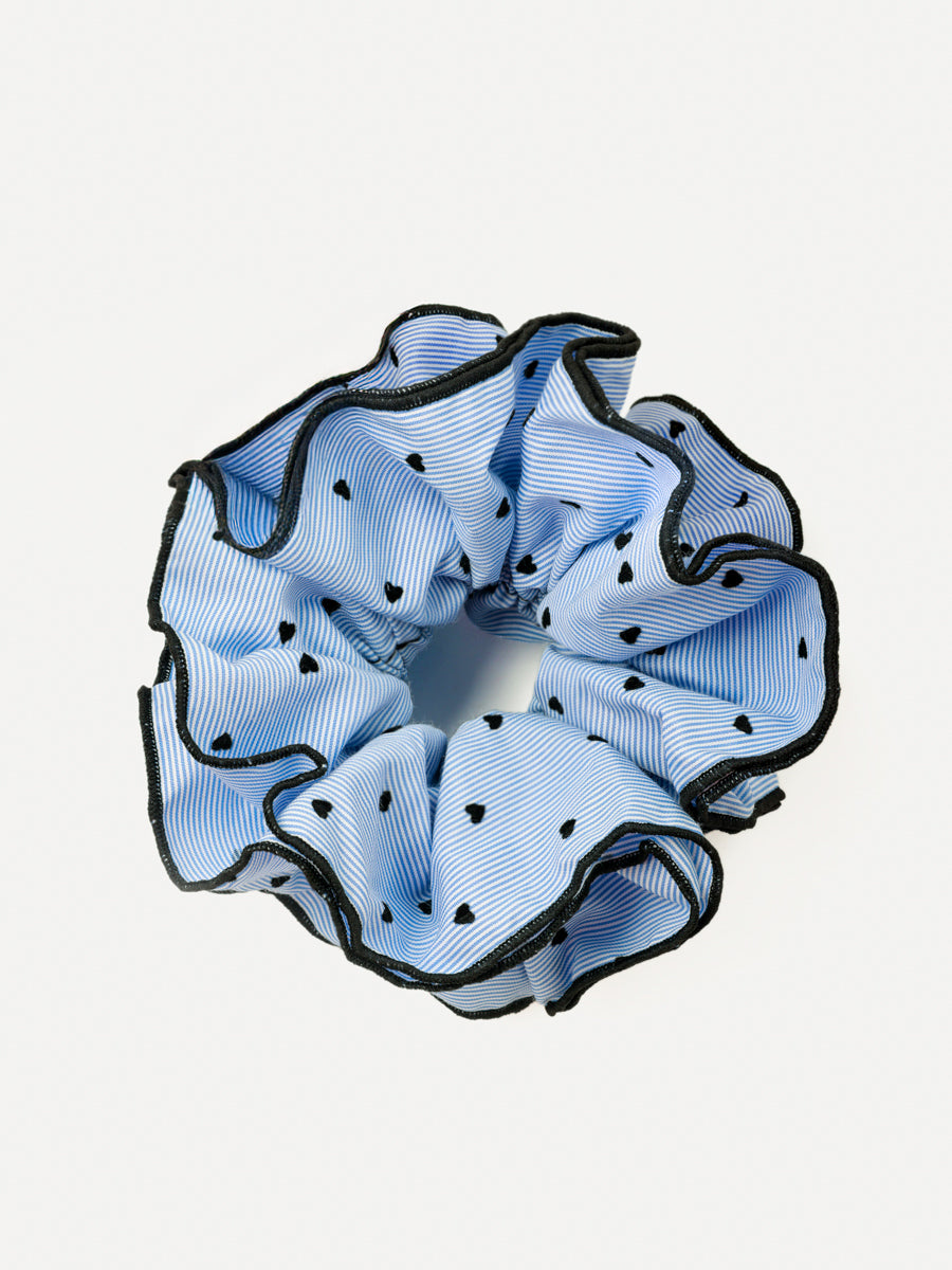 Heart Bliss Navy-striped Scrunchie