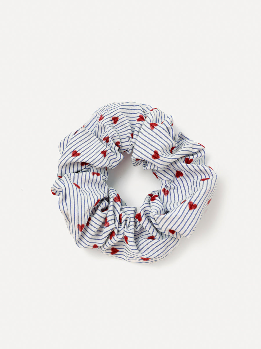 Charming Hearts Navy-striped Scrunchie