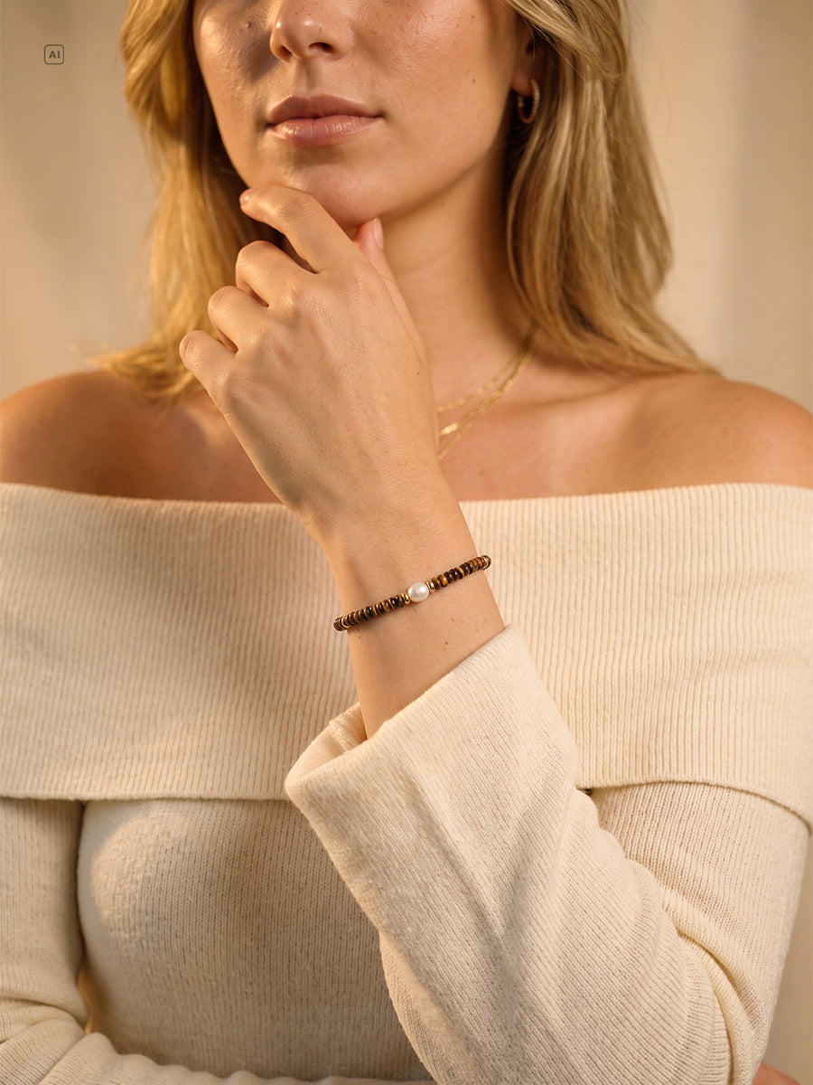 Pearl Dawn Tiger's Eye ARMBAND