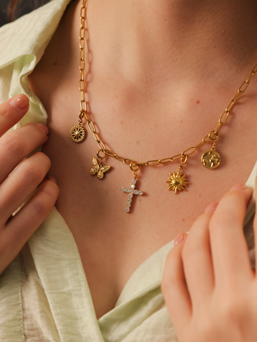 Floral Butterfly Ketten-Charm