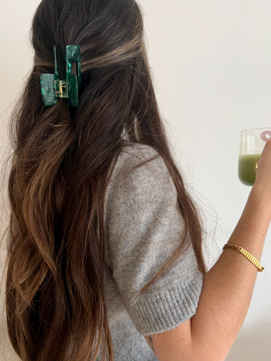 Modern Style Hair Clip Dark Green