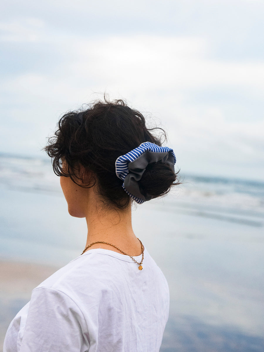 Serene Stripes Navy-striped Scrunchie