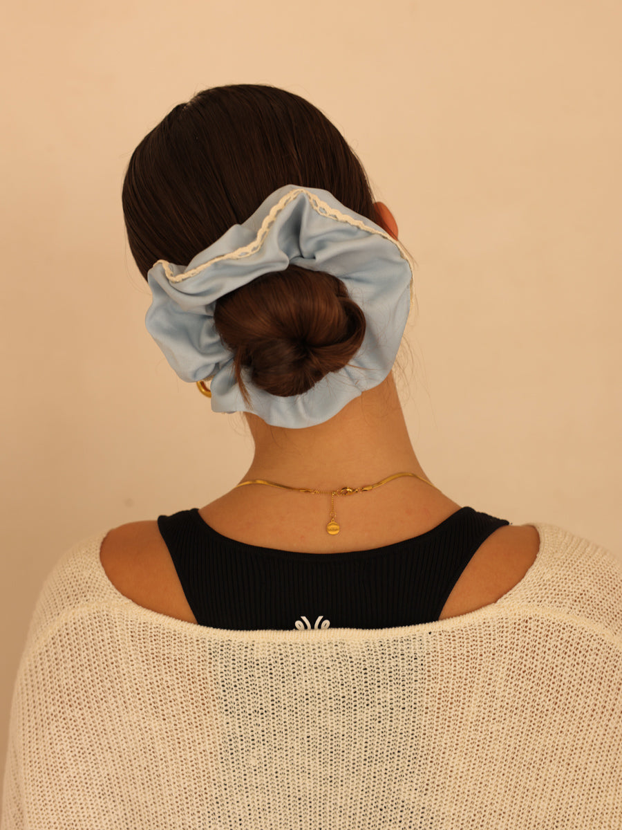 Lace Breeze Blue Scrunchie
