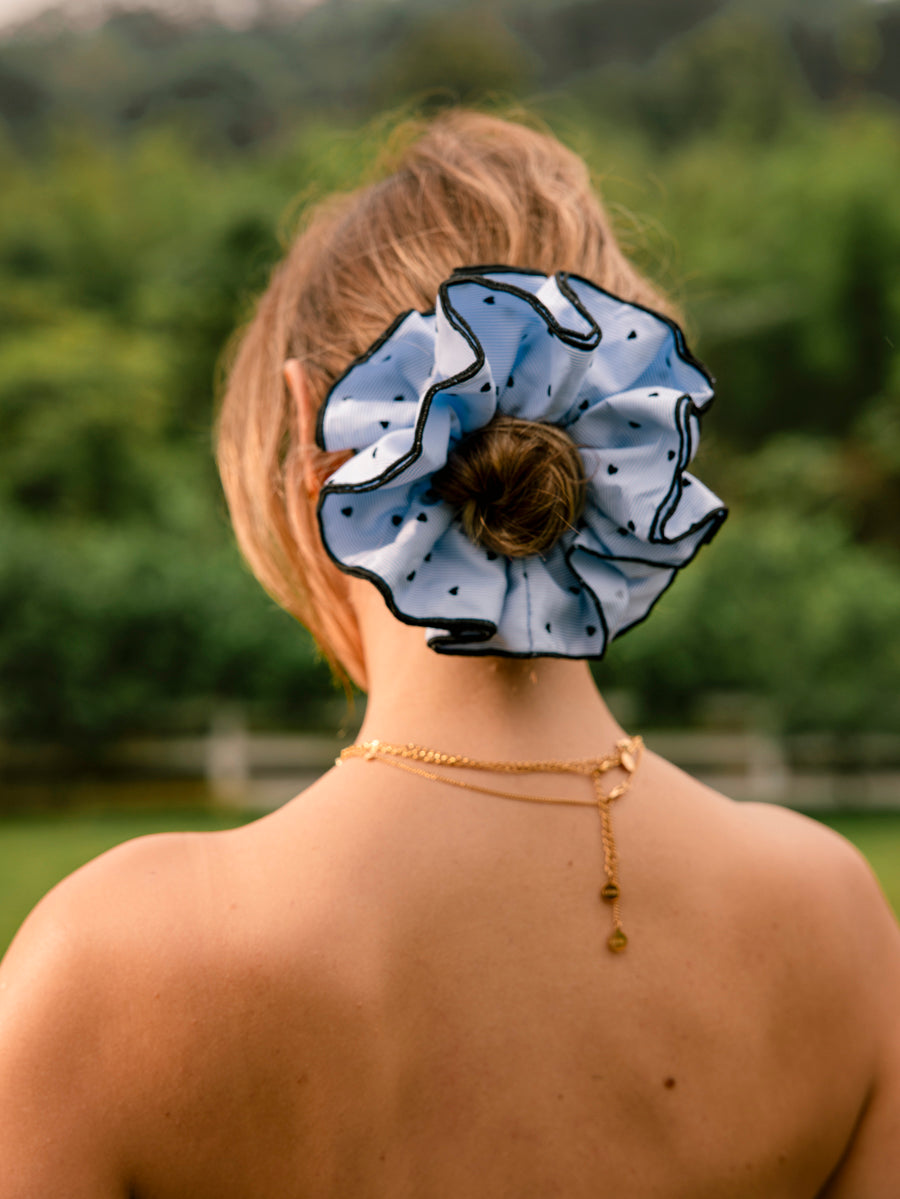 Heart Bliss Navy-striped Scrunchie