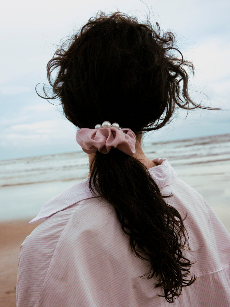 Pearl Elegance Blue Scrunchie