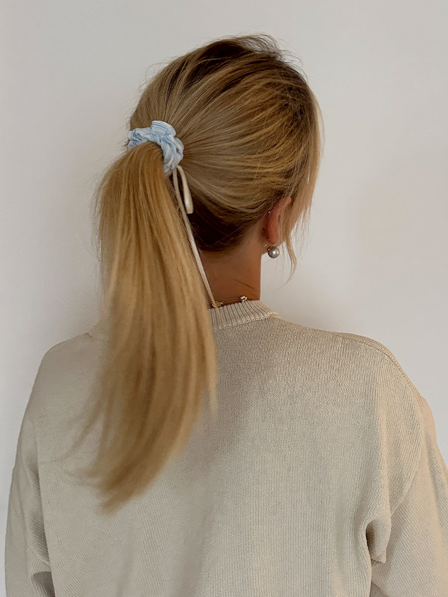 Gentle Ribbon Navy-striped Set Scrunchie