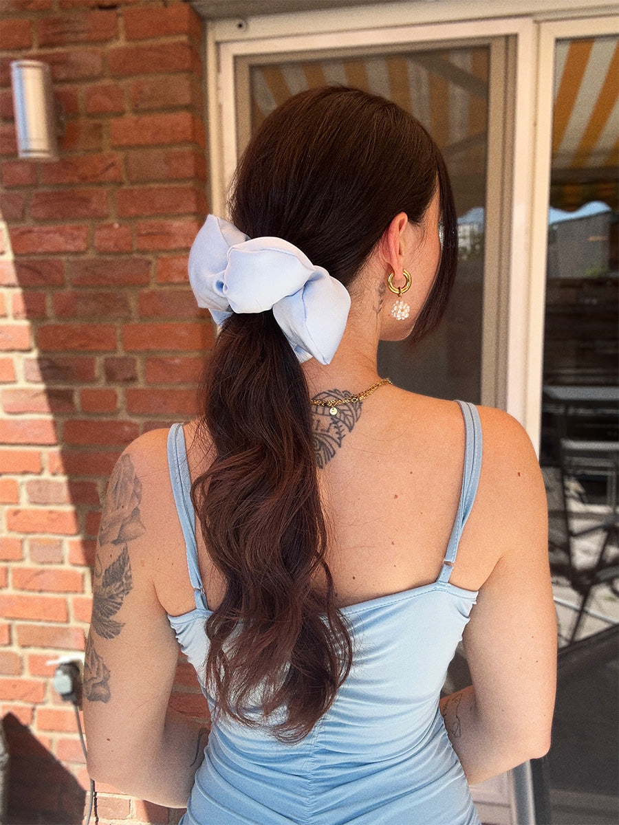 Cream Blossom Blue Scrunchie