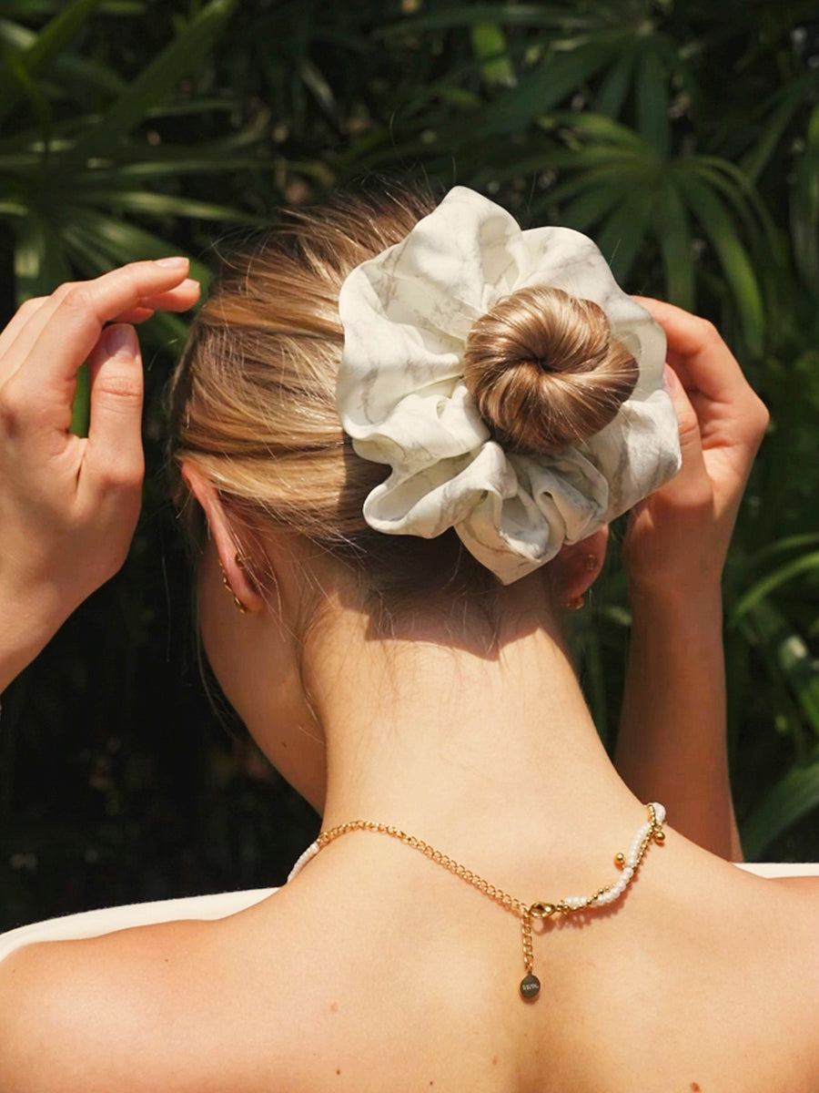 Serene Flow White Scrunchie