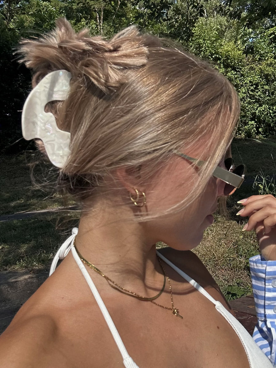 Texture Flow White Hair Clip