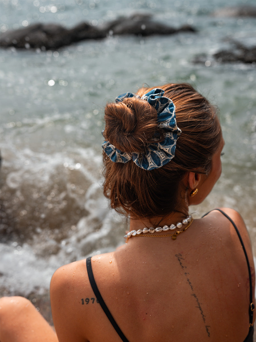 Denim Fairy Scrunchie Dark Blue