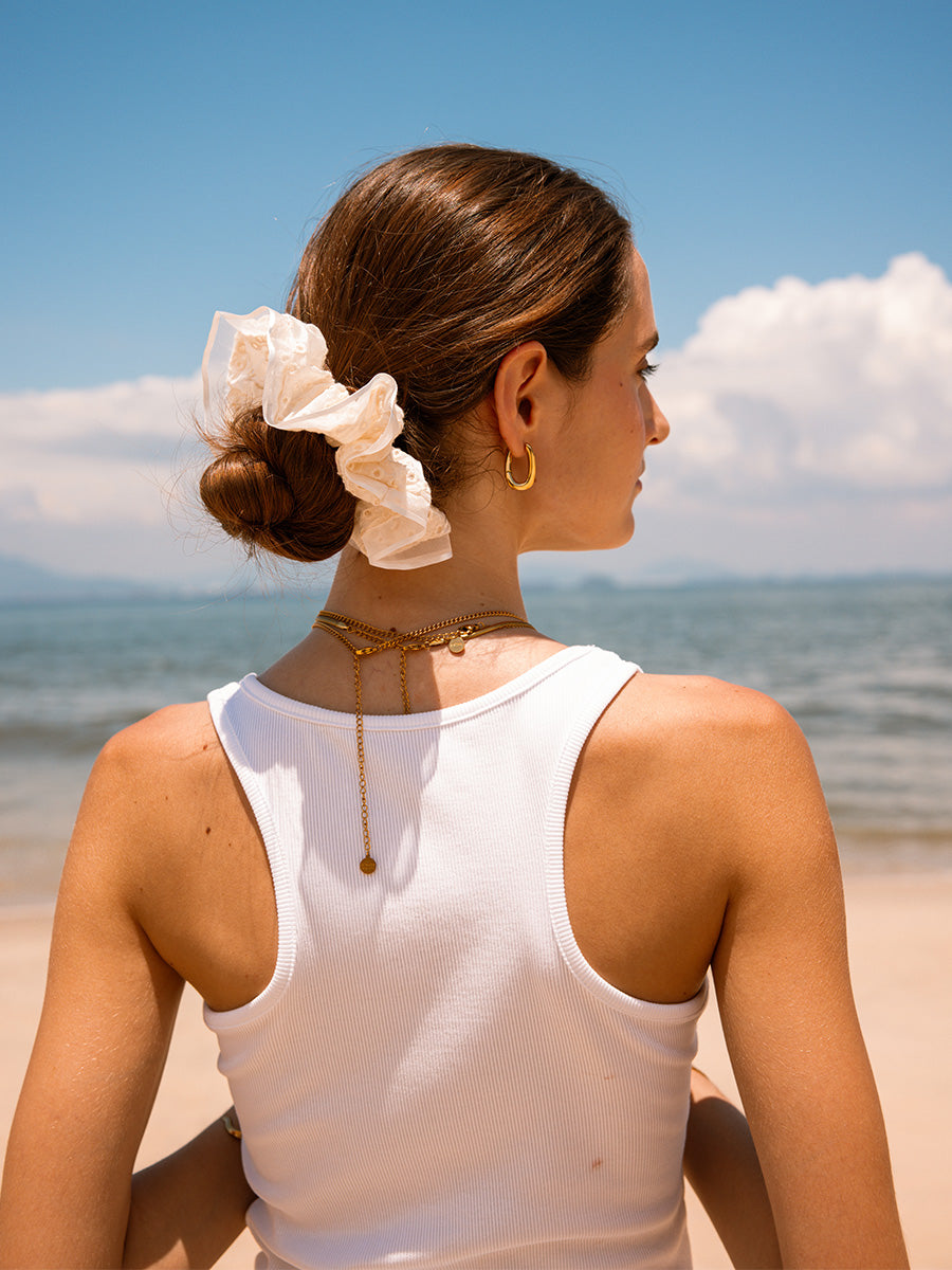 Honey Lace Scrunchie White