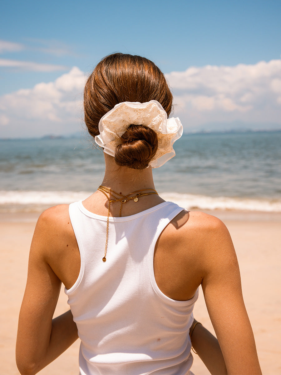 Honey Lace Scrunchie White