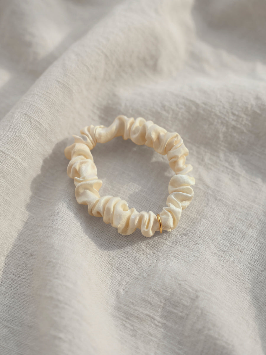 Blissful Pure Silk Scrunchie Cream White