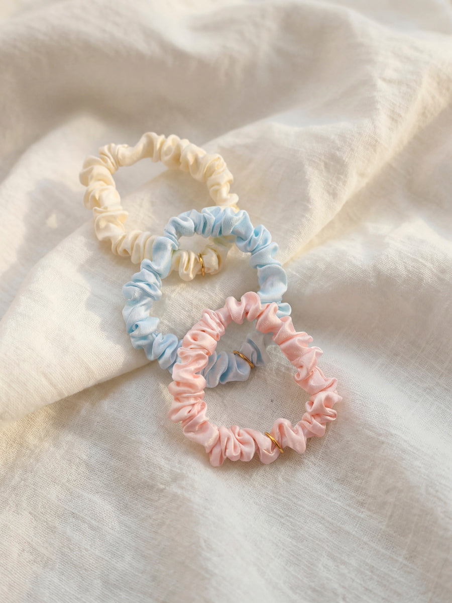 Blissful Pure Silk Scrunchie Cream White