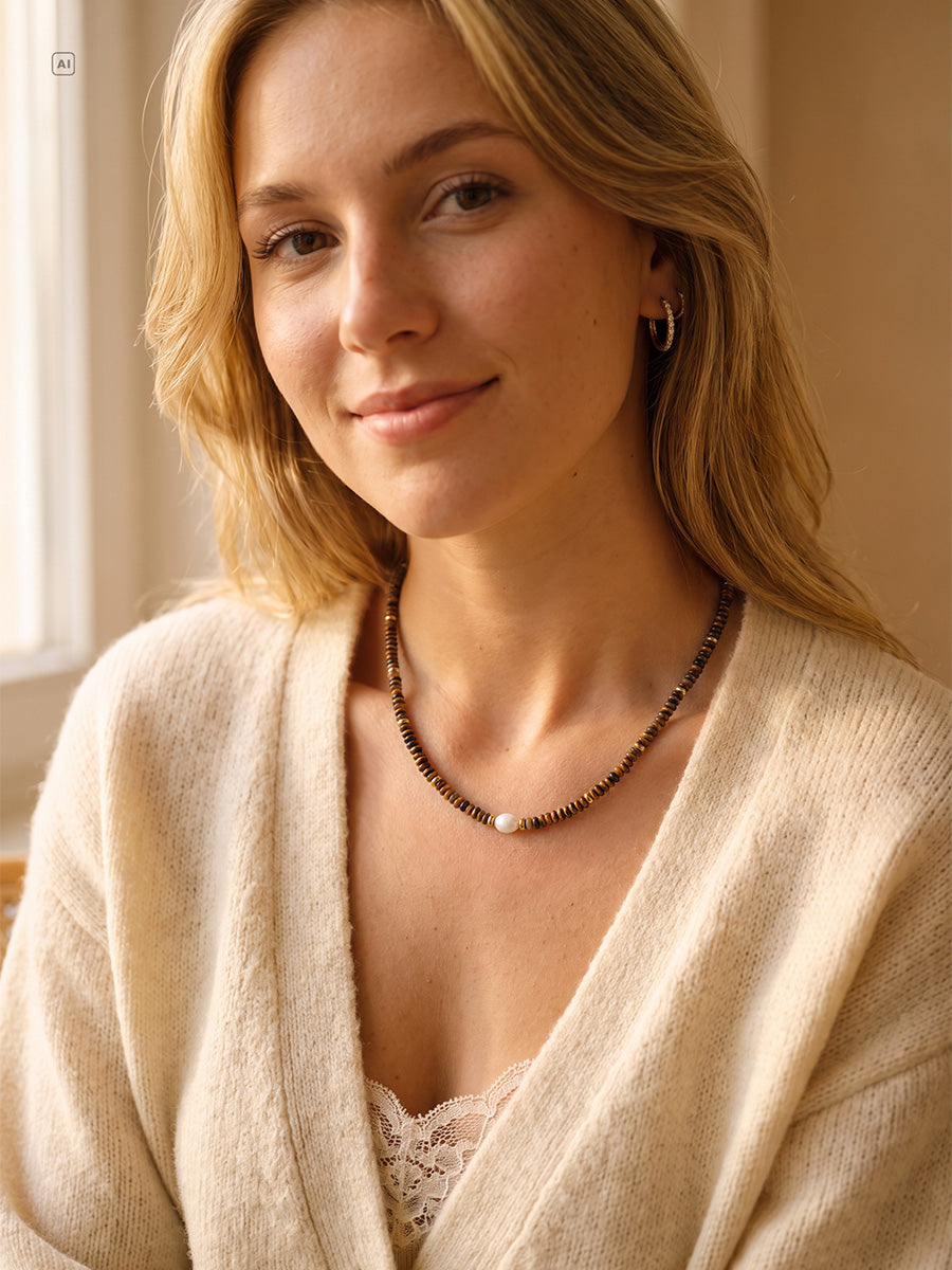 Pearl Dawn Tiger's Eye Kette