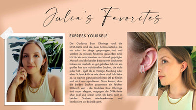 Julia trägt Goddess Bow Ohrringe