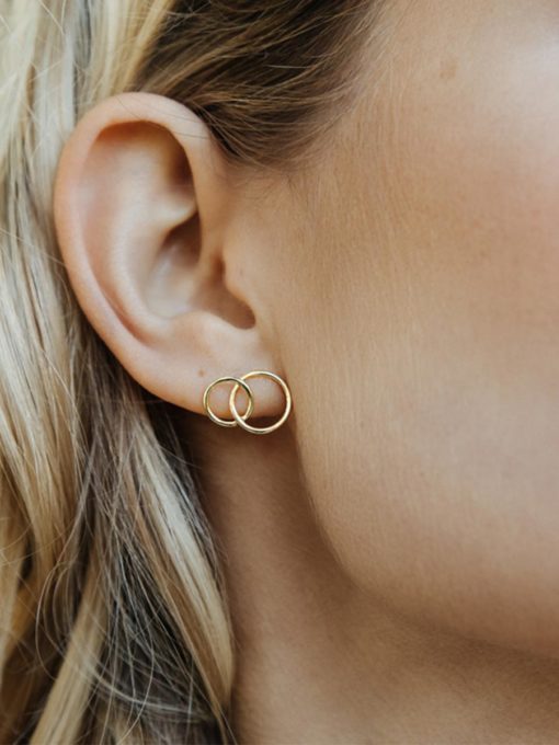 Round and Round Stud Earrings Gold ICRUSH Gold/Silver/Rose Gold