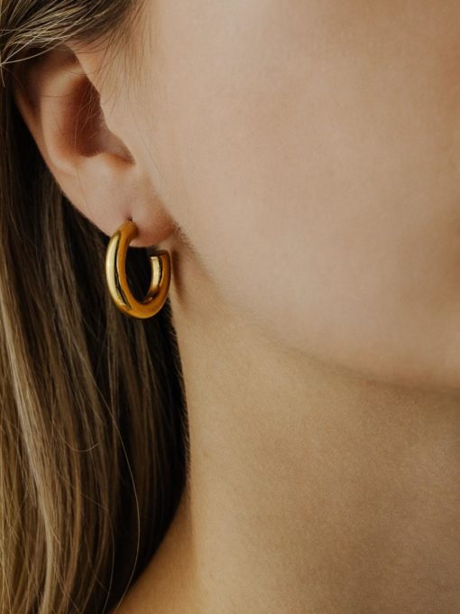 Smooth Hoop Regular Earrings Gold ICRUSH Gold/Silver/Rose Gold