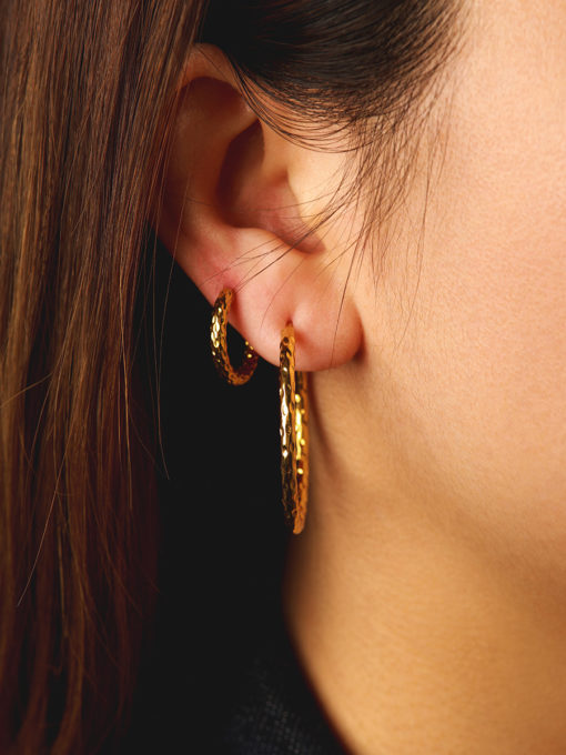 TEXTURED HOOPS LARGE OHRRINGE GOLD ICRUSH Gold/Silver/Rosegold