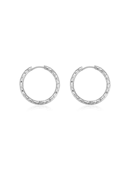 TEXTURED HOOPS MEDIUM EAR RINGS SILVER ICRUSH Gold/Silver/Rose Gold