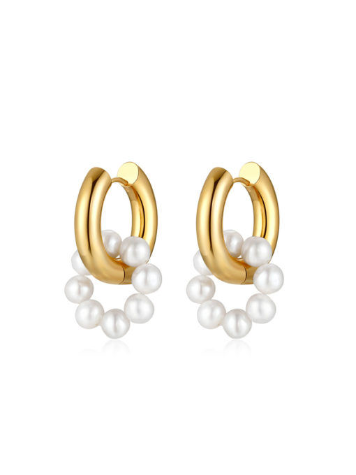 Pearl Hoop Earrings Gold ICRUSH Gold/Silver/Rose Gold