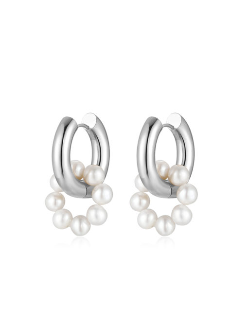 Pearl Hoop Earrings Silver ICRUSH Gold/Silver/Rose Gold