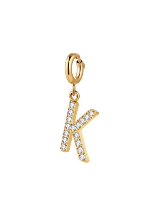 Initial Charm - K ICRUSH Gold/Silver/Rosegold