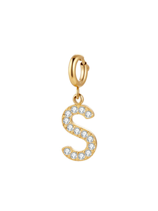 Initial Charm - S ICRUSH Gold/Silver/Rosegold
